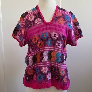 Handmade Mexican Woven Floral Top NWOT Size Small Medium